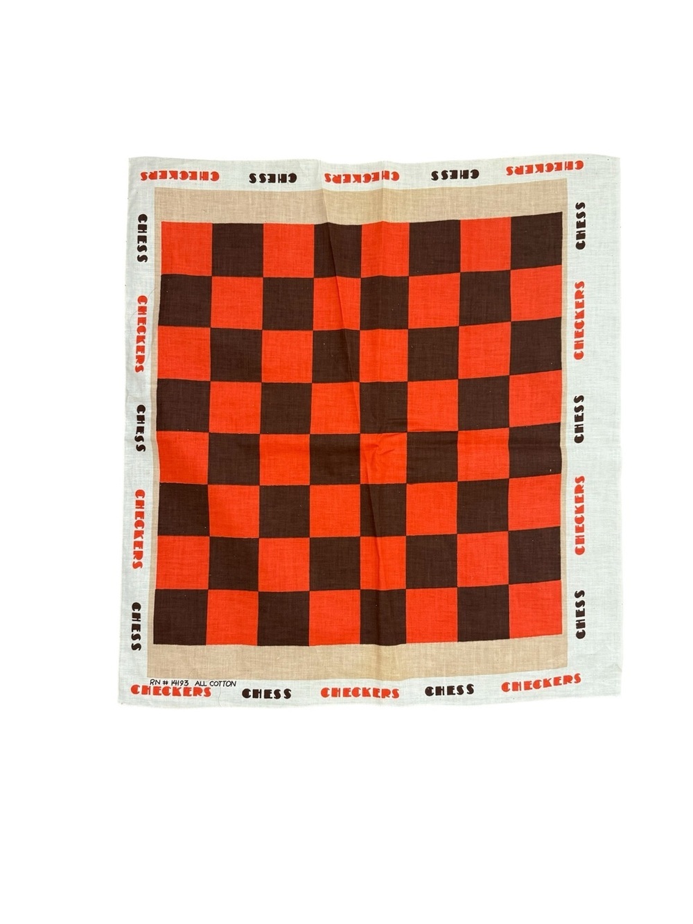 Vintage Checkers Game Board 24” x  22” Scarf - Orange & Brown